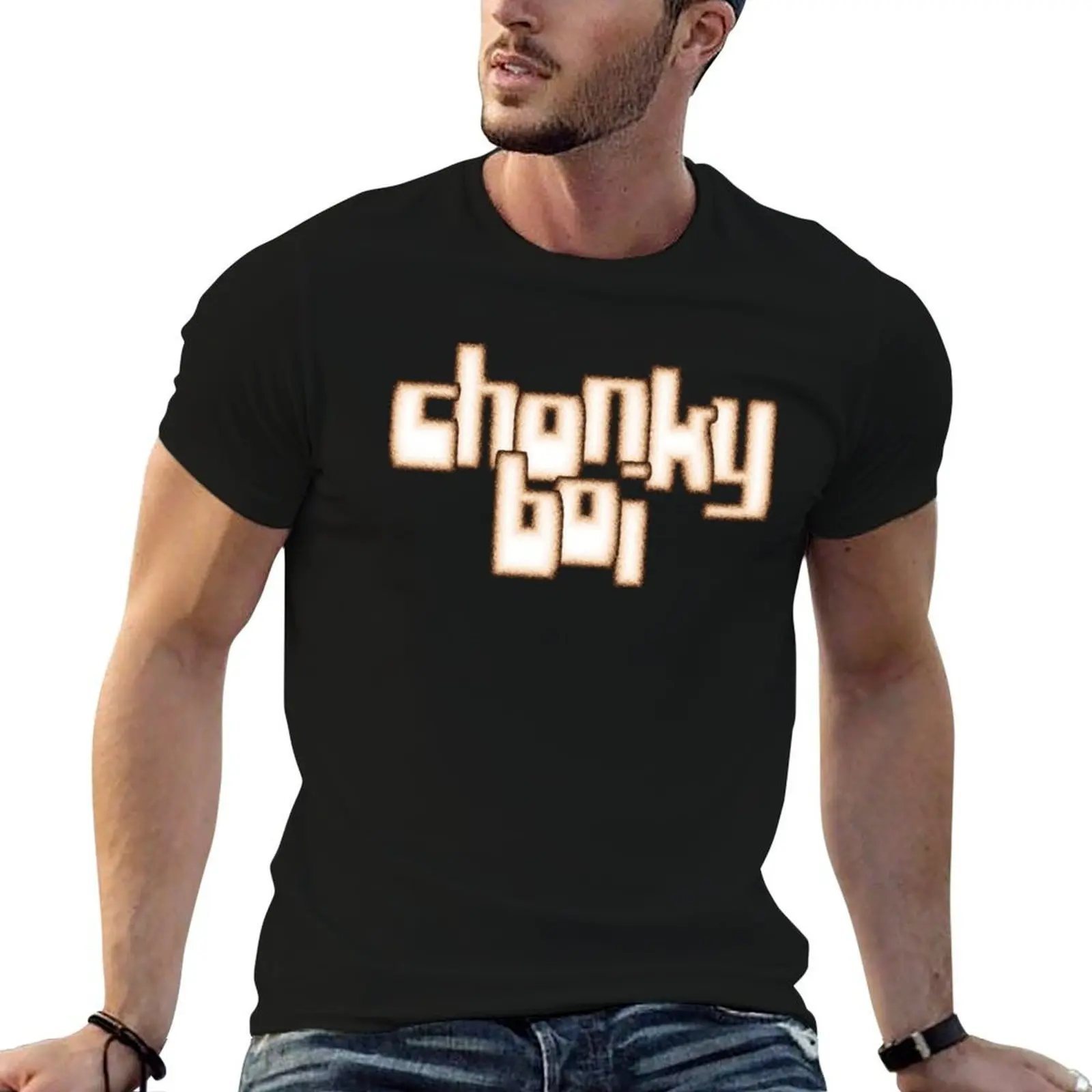 

Chonky Boi, Flesh Letters T-Shirt black cotton t-shirt plain for man package t shirt man plain T-Shirt