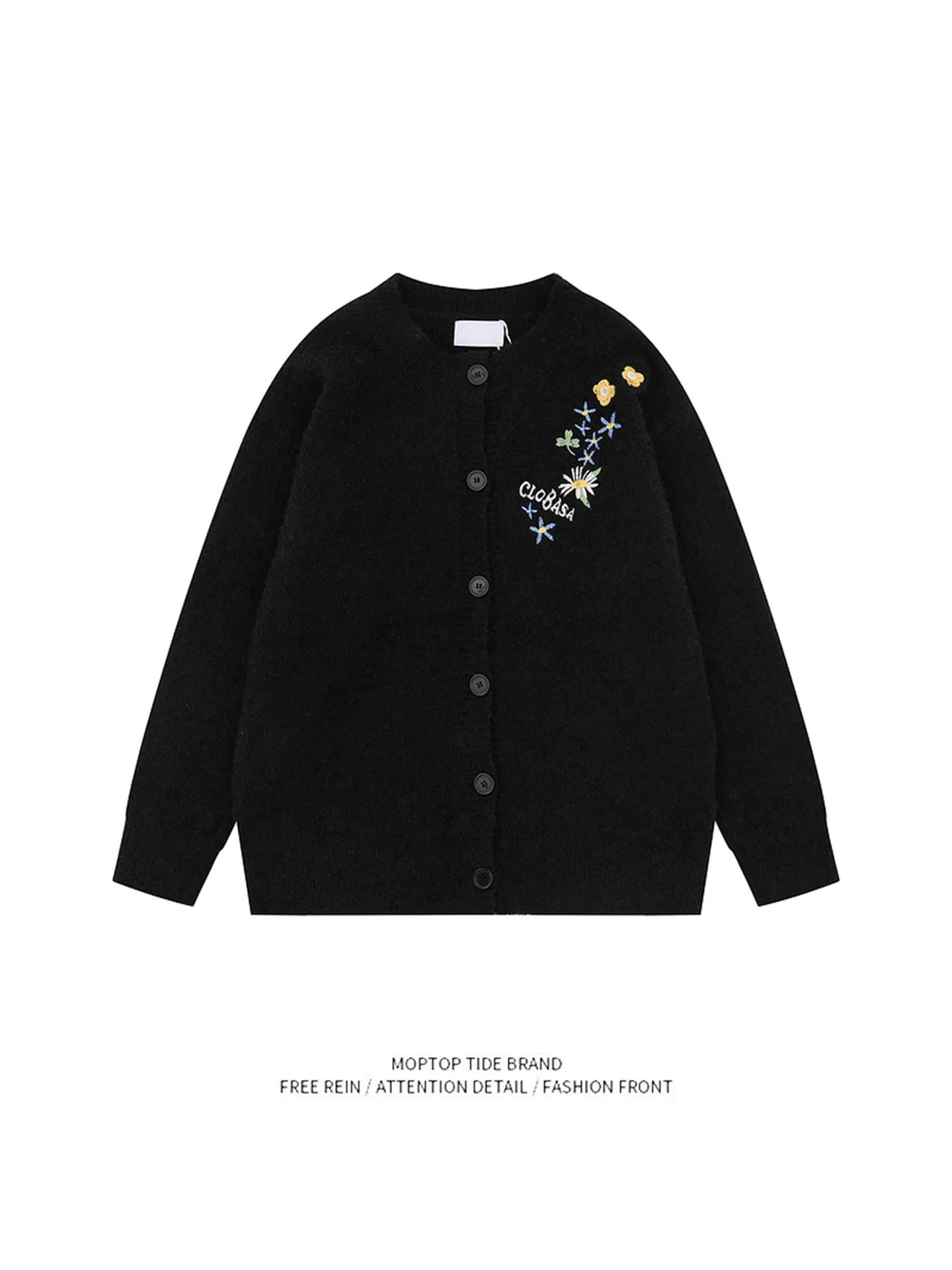 

Mr. WH Floral Embroidery Open Cardigan Sweater Jaet 2025 High-End Simple Campus Men's Faion Autumn Winter Couple's Outerwear