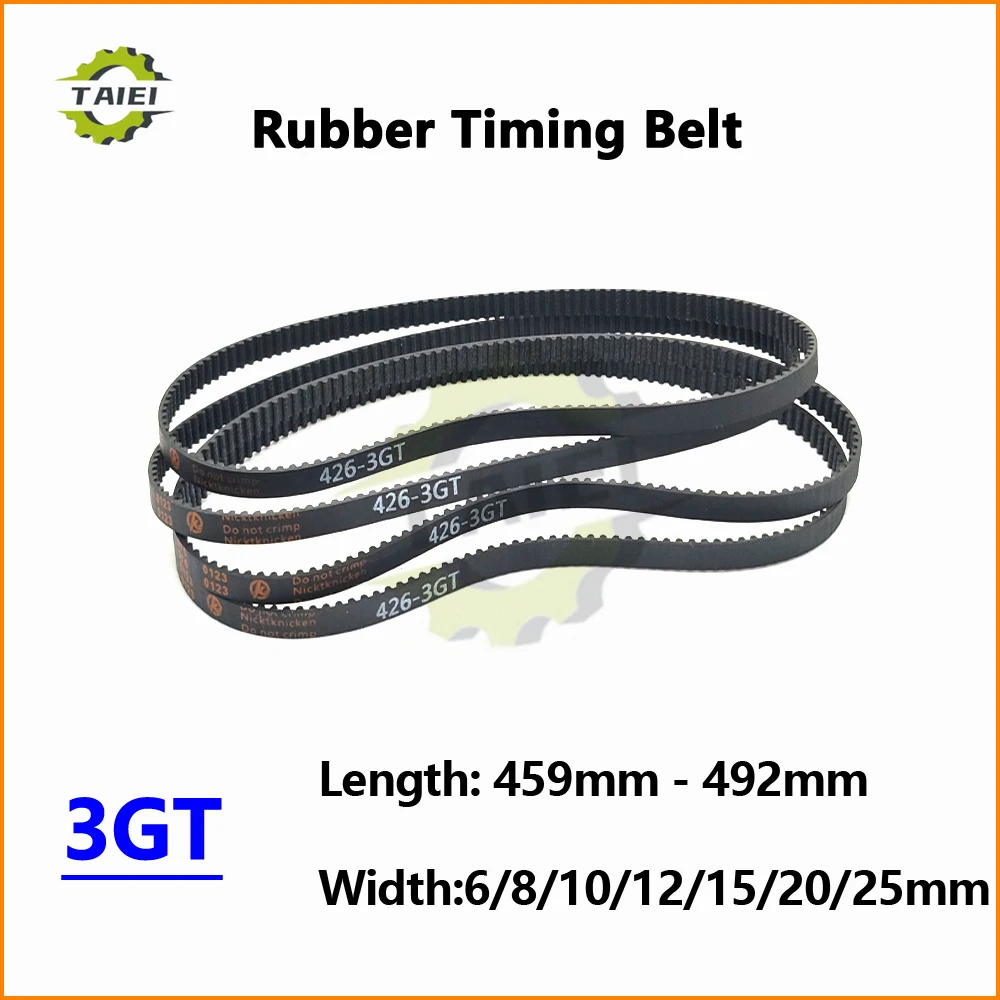 3GT Rubber Synchronous Belt Length 459 462 465 468 471 474 477 480 483 486 489 492mm Width 6-25mm Loop Timing Drive Toothed Belt