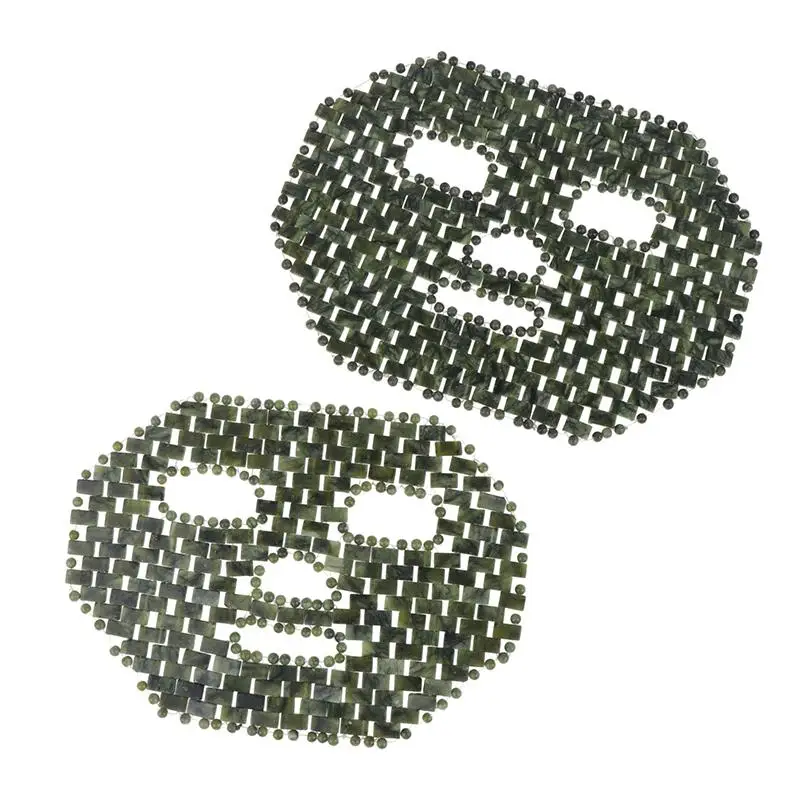 【H】1Pcs Natural Jade Sleep Mask Facial Eye Cooling Stone Massage Tools Jade Facial Mask For Puffy Eyes Dark Circles Gift