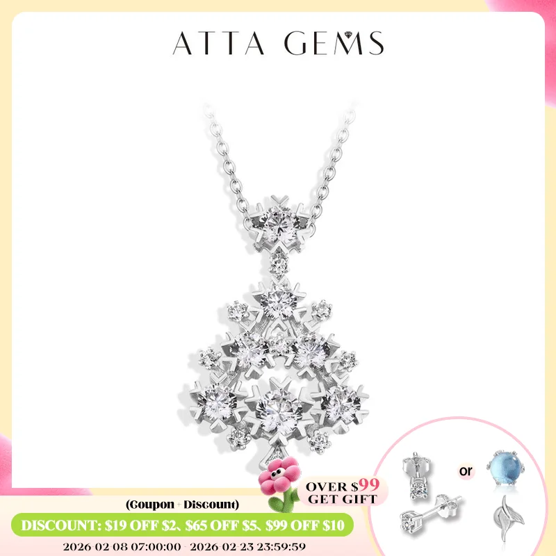 

ATTAGEMS сверкающее циркониевое ожерелье, регулируемое 45 + 5 см для женщин, стерлинговое серебро 925 пробы, подвеска в виде рождественской елки, подарок на вечеринку, ювелирные украшения