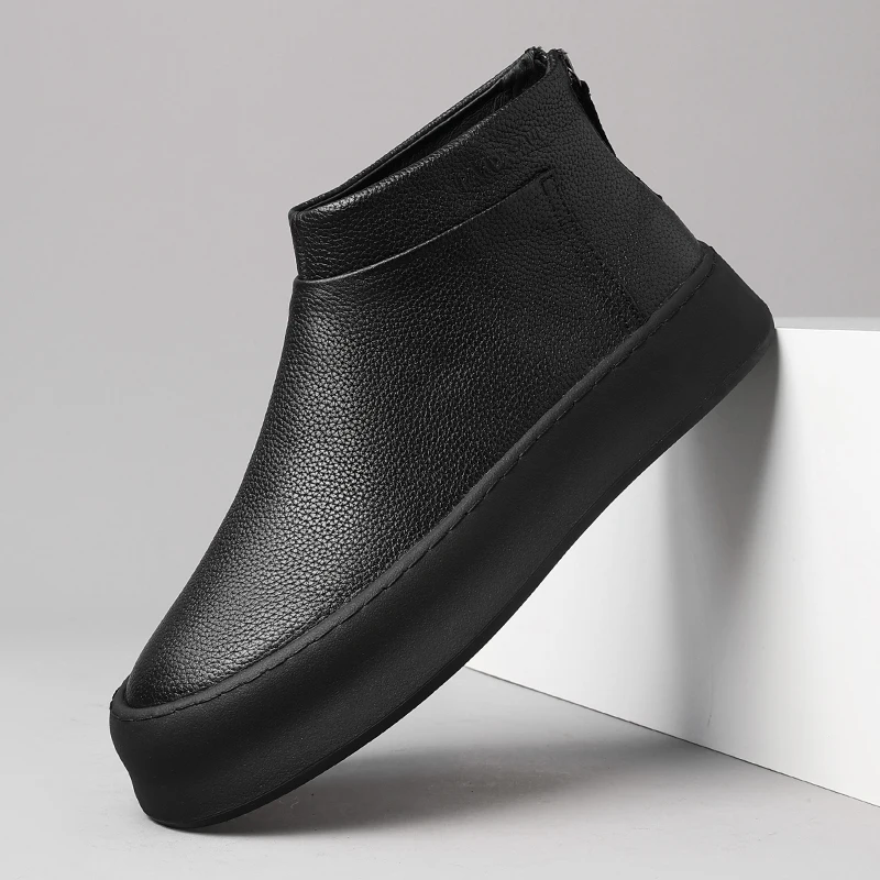 

Men's new solid color autumn and winter versatile casual leather boots 251102