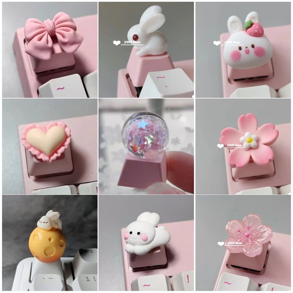 

Keycaps Handmade Cartoon Lovely Girl Gift Pink OEM ESC Keys For Game Mechanical Keyboard Personality Artisan Keycap