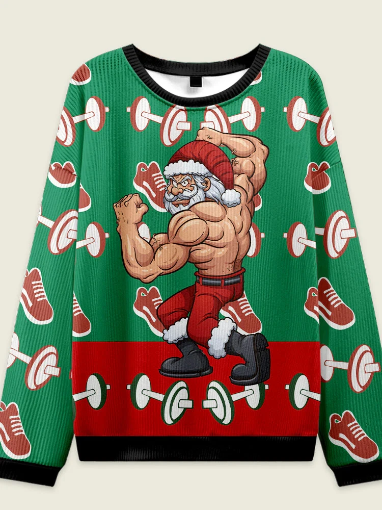 اللياقة البدنية العضلات سانتا كلوز الجرافيك بلوزات الرجال القبيح عيد الميلاد سترة موضة مضحك ثلاثية الأبعاد طباعة Chilren البلوز البلوزات القمم #2