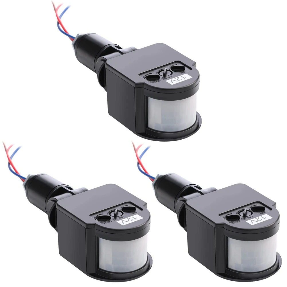 

NNR-3 Pcs Black Motion Detectors Motion Sensor Light Switch Outdoor Pir Direct Current 12V Motion Sensor Pir Sensor