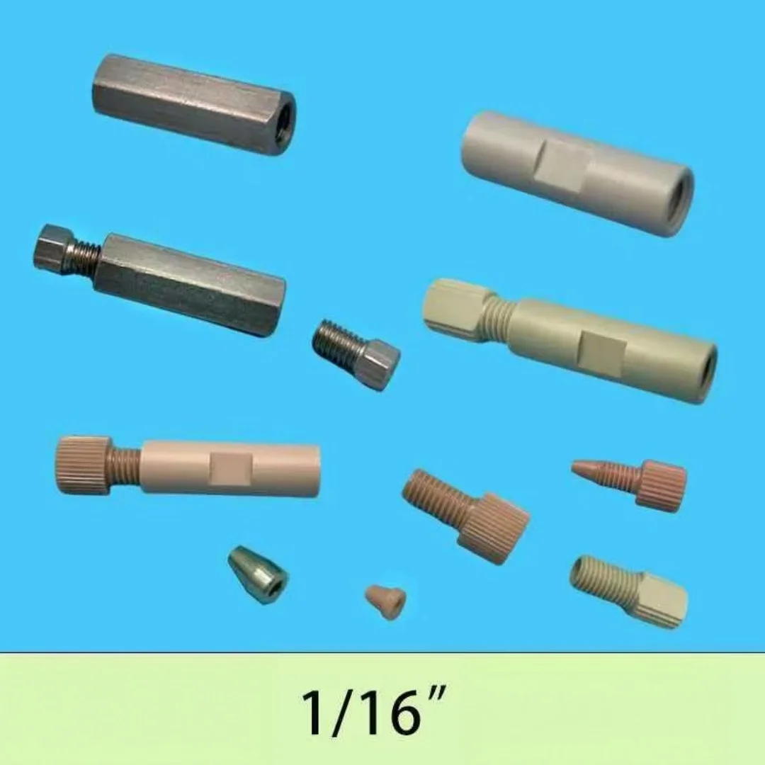 1/16 Inch Stainless Steel Liquid Chromatography Dual Port 1/16 PEEK Two-Way Straight through Adapter Set for Lab Equipment
