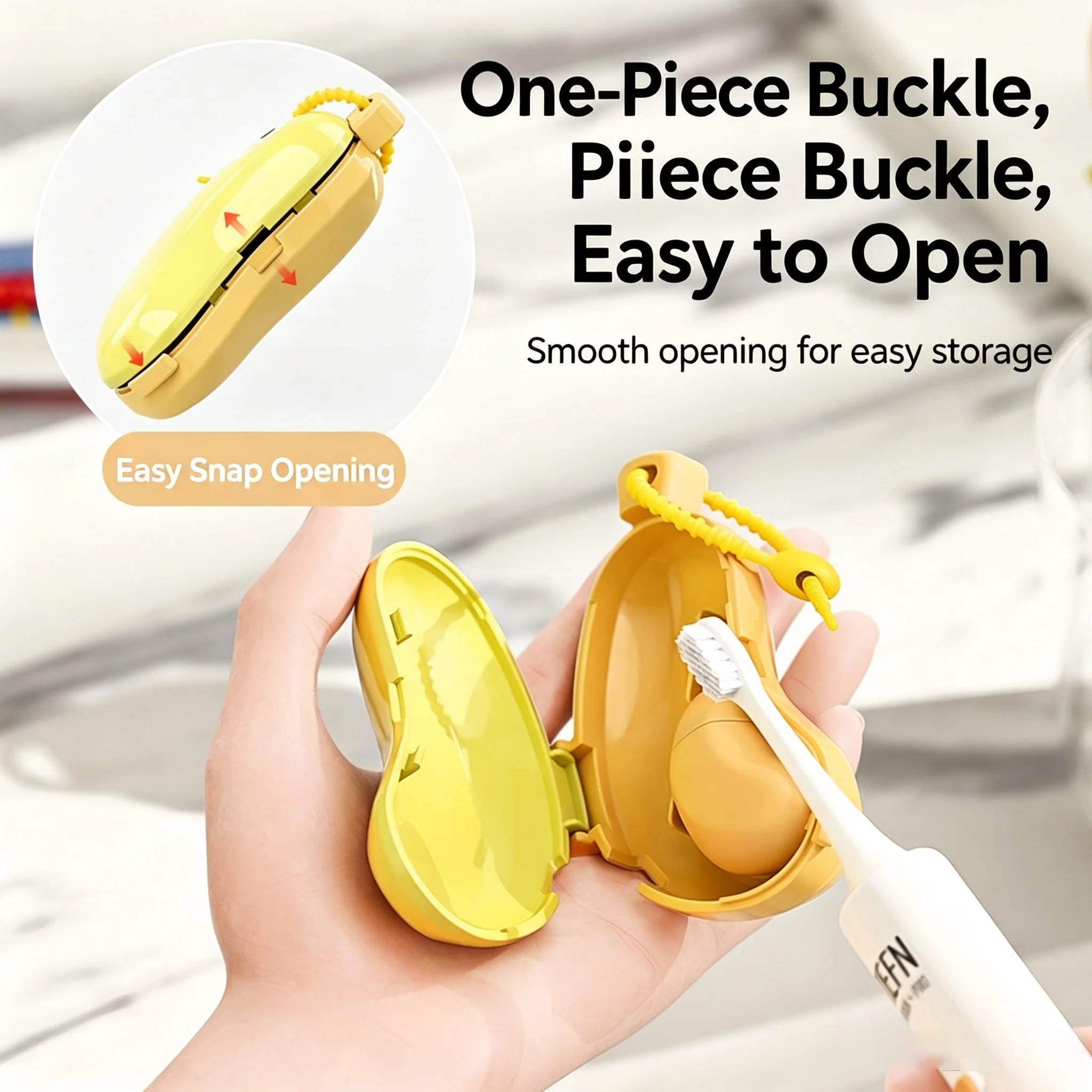 Banana Shape Kids Toothbrush Head Storage Box Portable Travel Protective Toothbrush Head Cover Case With Lanyard For Children