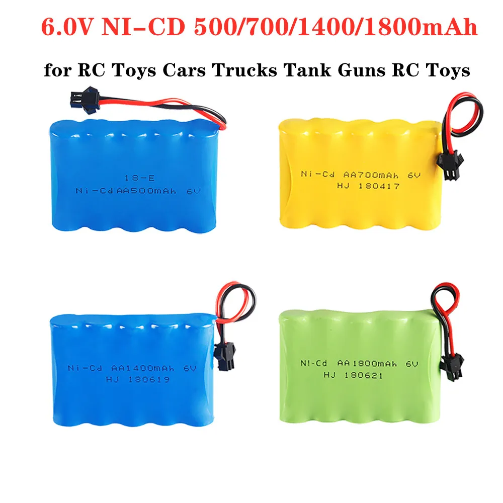 6V 배터리 팩 NICD 충전식 배터리 500mah 700mAh 1400mAh 1800mAh RC 장난감 자동차 트럭 탱크 총 RC 장난감 AA 6V 배터리