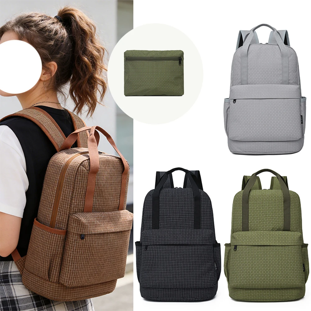 

New Plaid Backpack, Portable Folding Storage Backpack, Short-Distance Large-Capacity Travel Bag, Hiking Backpack, Backpack