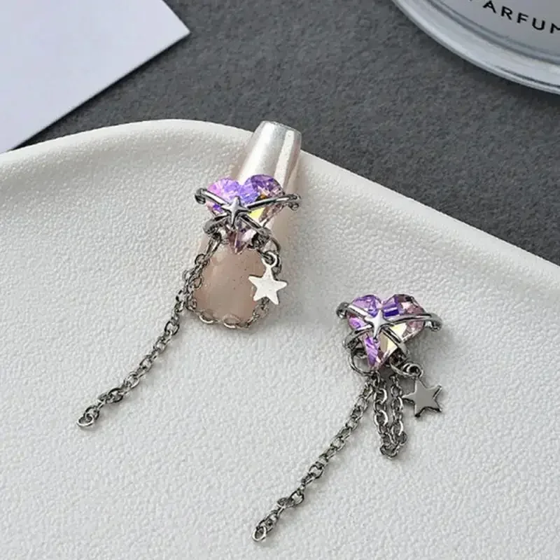 Alloy Nail Art Tassel Chain Shiny Star Silver Chain Nail Jewelry Three-dimensional Manicure Accessories Light Luxury Nail