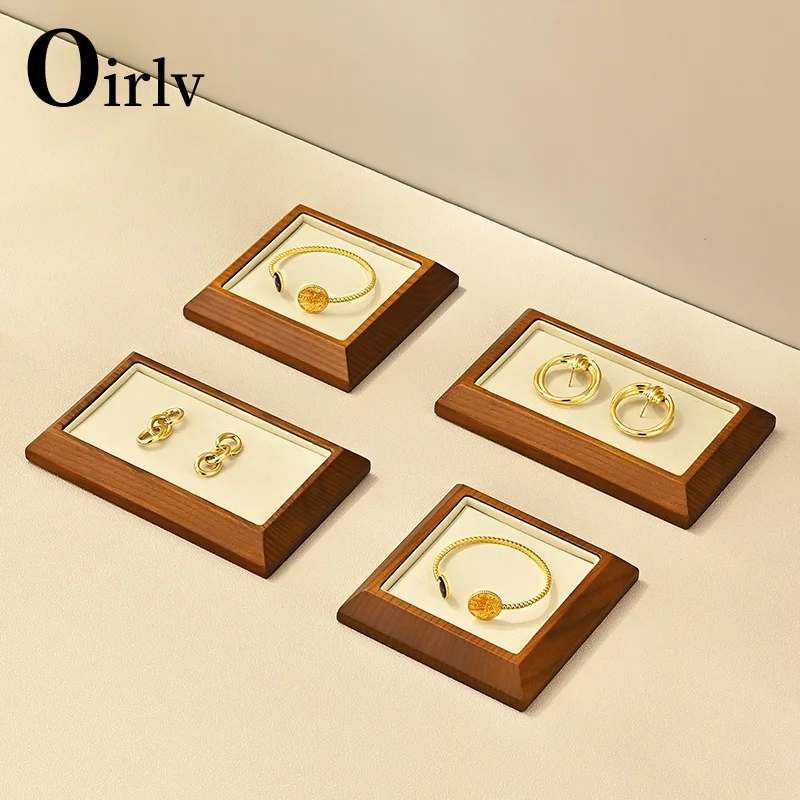 

Oirlv New Wooden Jewelry Pendant Necklace Ring Watch Display Stand Holder Women Shopwindow Wedding Organizer Trays Box