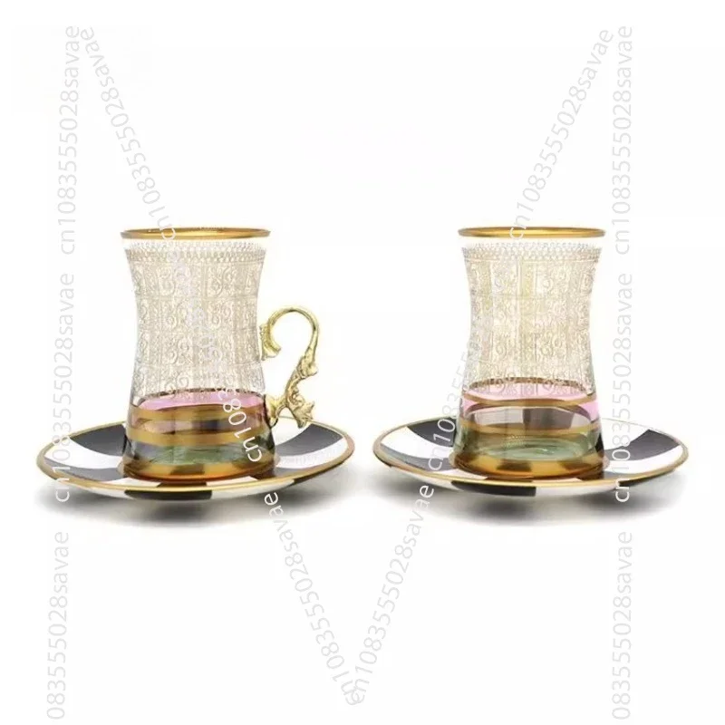 Palace-style Black And White Tea Cup And Saucer, Creative Glass Cup For Home Use, High Temperature Resistant, 160ml