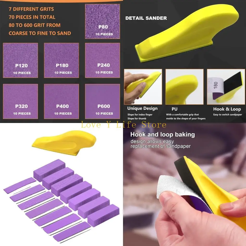 Pacchetto L74C 71 Blocco macinazione della durata della foglio carta vetrata viola per progetto fai -da -te