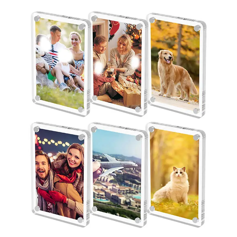 New Photo Frame Magnet Design Polaroid Photo Frame Mini Acrylic Magnetic Picture Frames Transparent Acrylic Card Display Stand