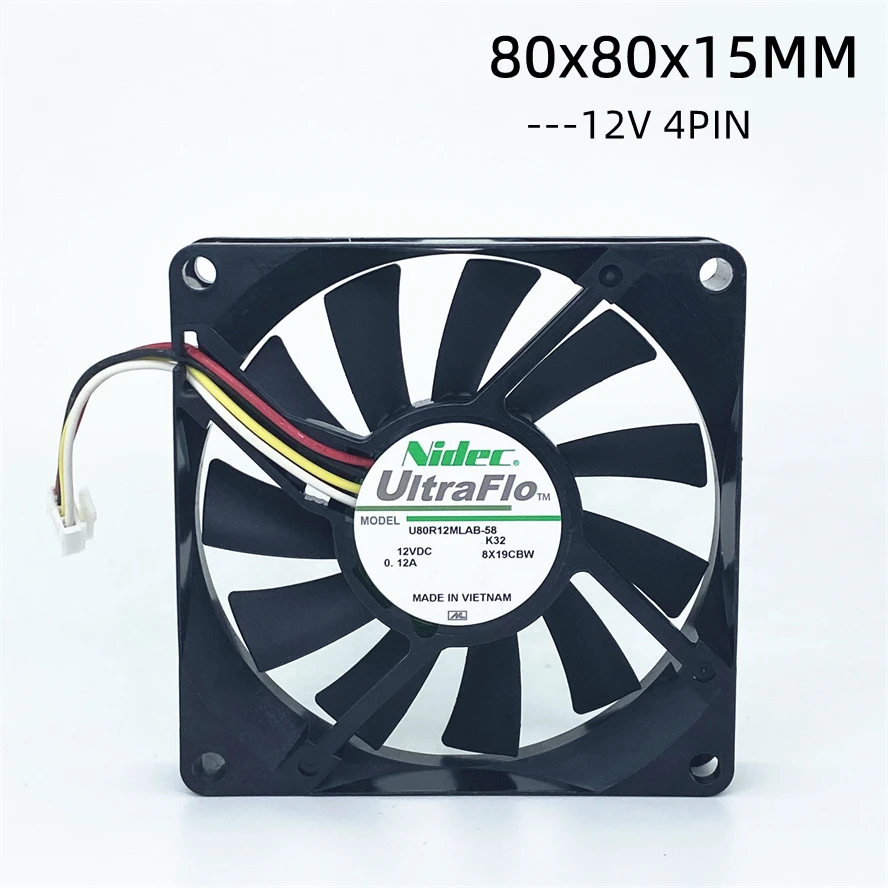 Brand New Nidec 8CM 80mm 12V Cooling Fan U80R12MLAB-58  Computer Case Cooling Fan 4pin