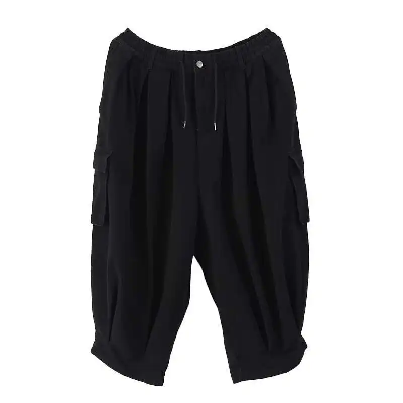 

Мужские укороченные брюки-джинсы свободного кроя с множеством карманов, в стиле Ямамото, японские, унисекс, одинаковый размер