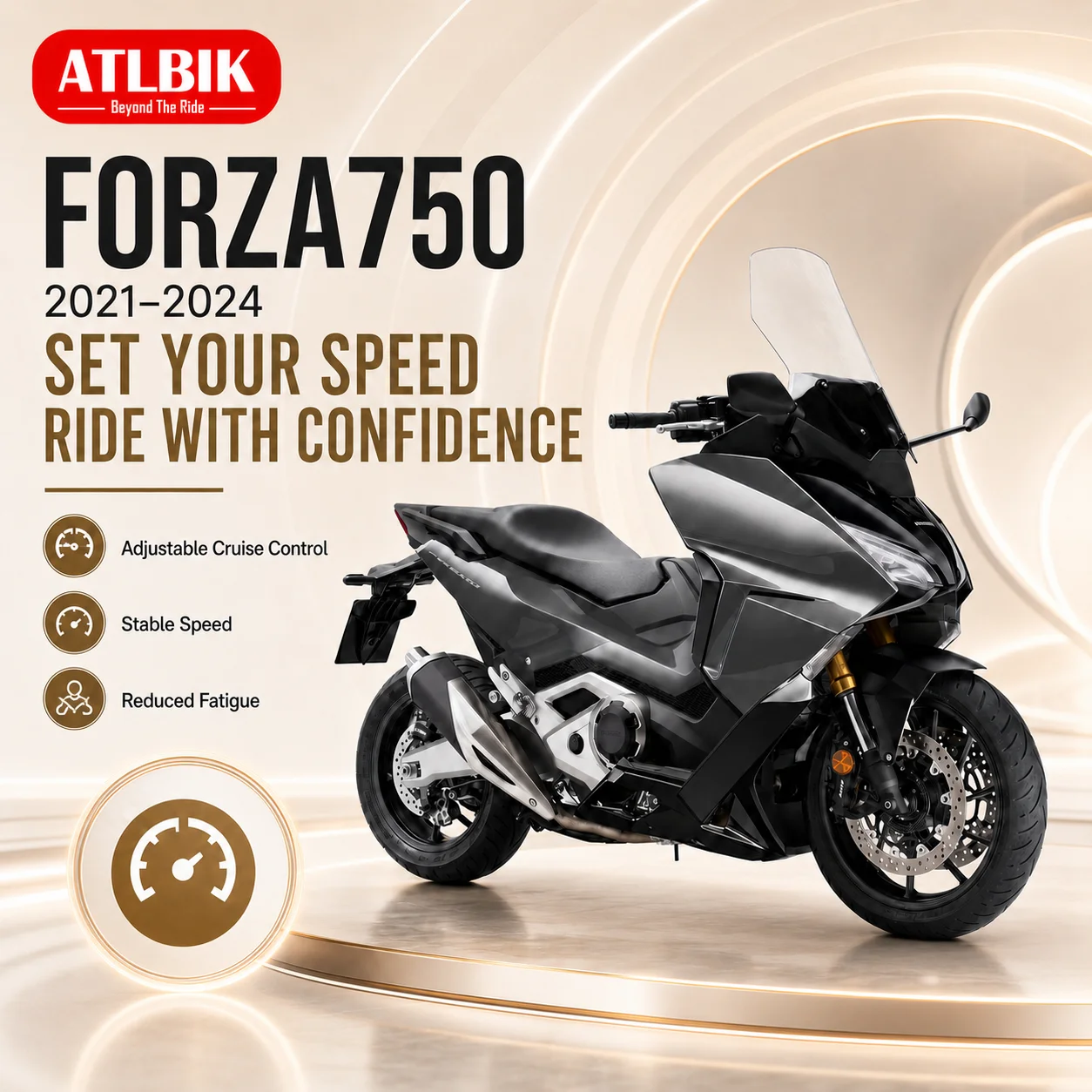 FORZA750 2021–2024 Motorcycle Cruise Control System, Adjustable Speed, Plug & Play Installation