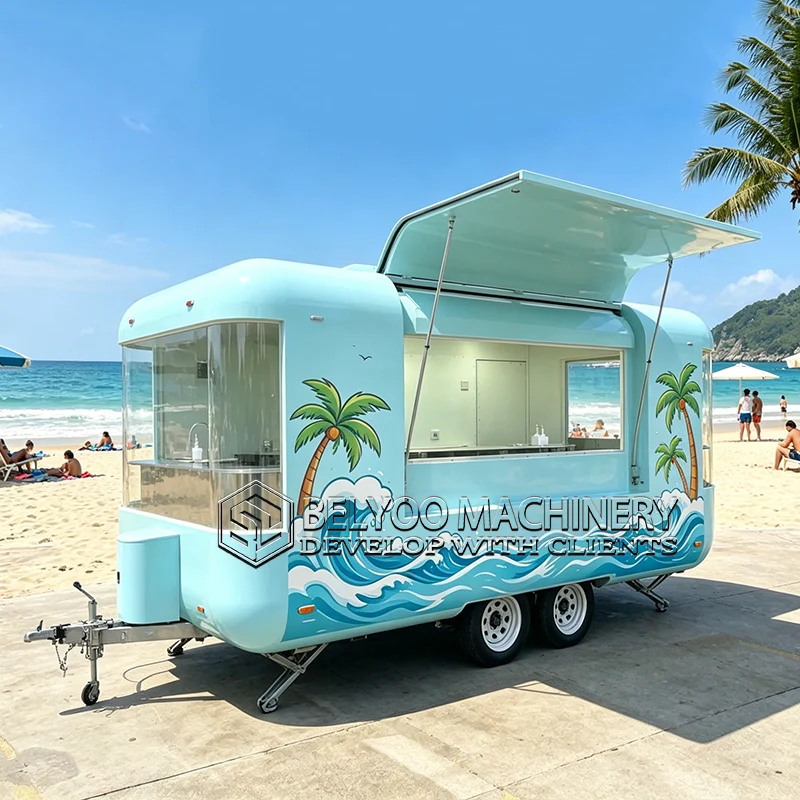 Belyoo Food Trailer New Design Mobile Kitchen Pizza Coffee Chicken Taco Camper Trailer  Concession Truck Fully Equipped