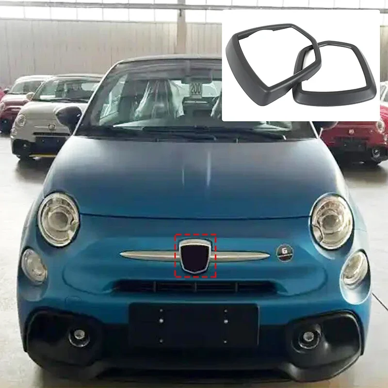 ABS Carbon Fiber For Abarth 595 695 2017+ Car front and rear logo ring decoration sticker car exterior accessories 2Pcs