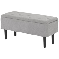 Homcom Storage Bench with Footrest and Wool-Effect Fabric Surface with Wooden Legs, Bedroom