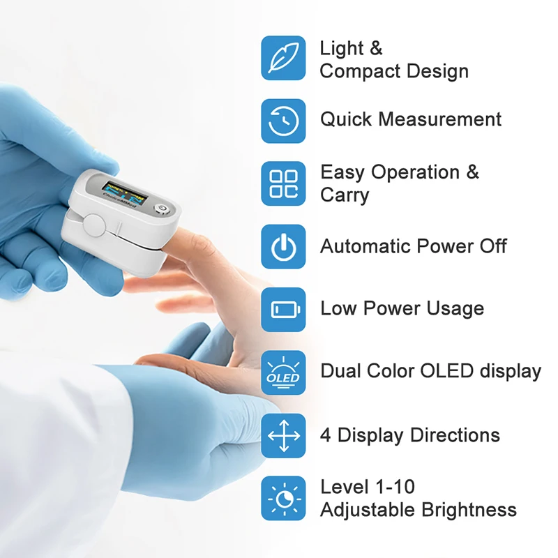 ChoiceMMed Fingertip Pulse Oximeter Blood Oxygen Saturation Meter SPO2 Heart Rate Monitor OLED Digital Pulse Oximetro MD300C23