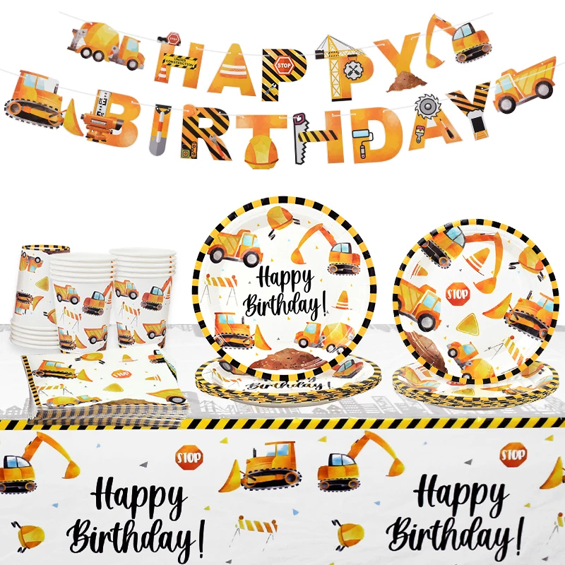 Engineering Vehicle Birthday P - Table Cloth Disposable ulasan dan harga