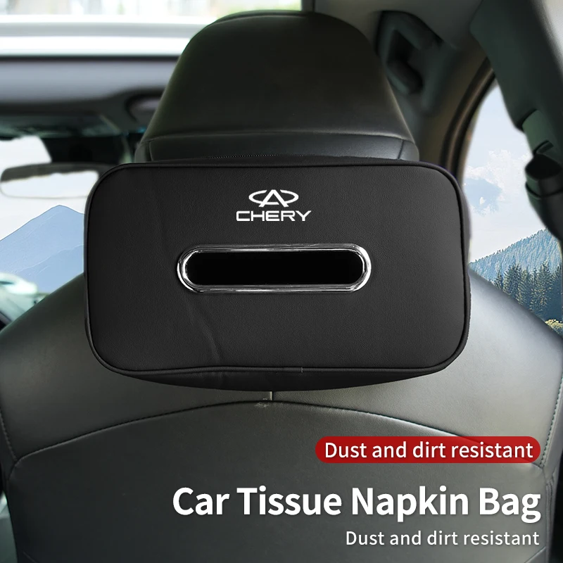 Car Mounted Tissue Box Leather Backrest Hanging Tissue Bag Accessories For Chery Tiggo 5 2 3 7 PRO 8 5X IQ QQ Fulwin Face 5