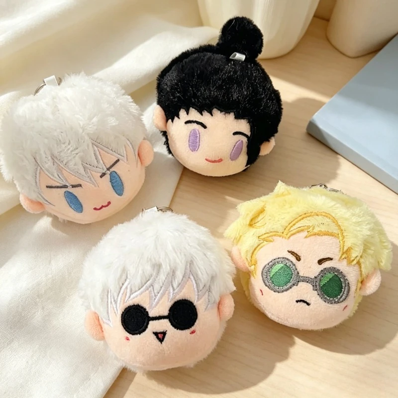 Jujutsu Kaisen Anime Plush Keychain, Cute Gojo Satoru & Nanami Kento Soft Head Doll Bag Charms, Holiday Gifts for Fans