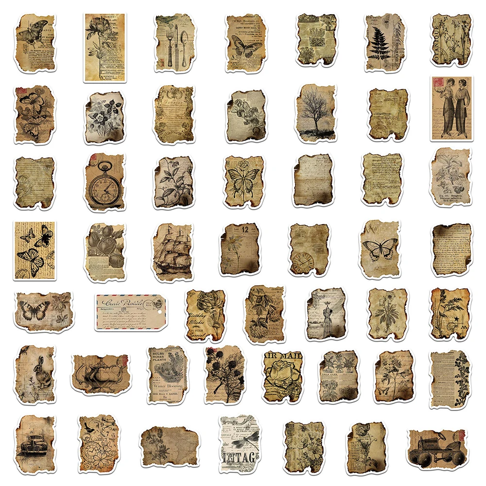 10/30/50pcs Retro Simple Manuscript Graffiti Stickers Cartoon Decoration Decals for Notebook Laptop Suitcase Cool Vinyl Sticker