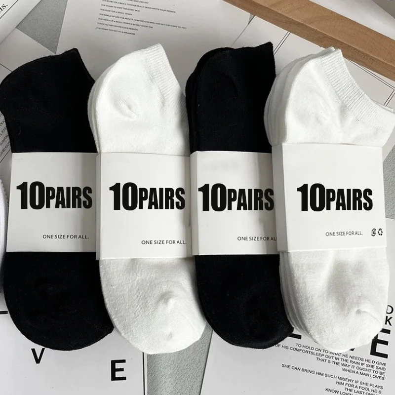 1/10pairs Invisible Socks for Men Ankle Short No Show Low Cotton Black White Non-slip Silicone Summer Thin Sock Breathable