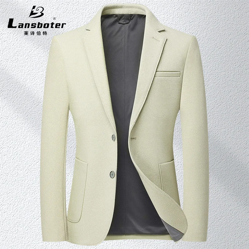 2024 Men's Autumn New Wool Double Buckle Suit Slim-Fitting Iron-Free Woolen Casual Suit