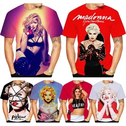 Estate nuova moda Pop cantante attrice Madonna stampa 3D t-shirt top abbigliamento uomo Casual a maniche corte traspirante e fresco