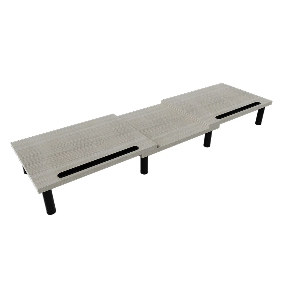 Dual Monitor Stand Riser Smartphone Holder Adjustable Length & Swivel Angle Wood Computer Monitor Stand PC Riser for 2 Monitors