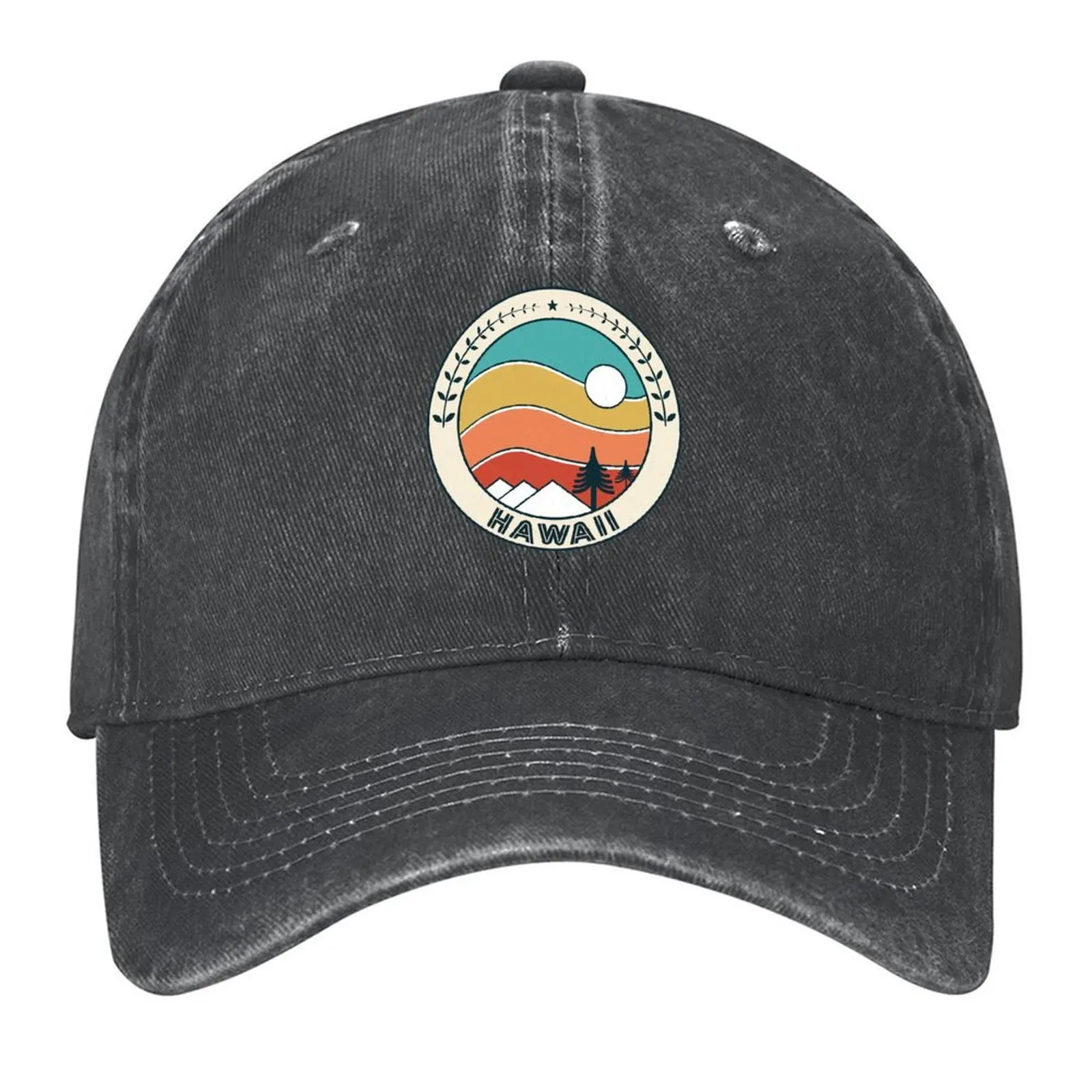 

Hawaii Retro Vintage Sunset - Hawaii Mountain Souvenir - Gift - Hometown Hiking Nature Baseball Cap Visor Women's Men's