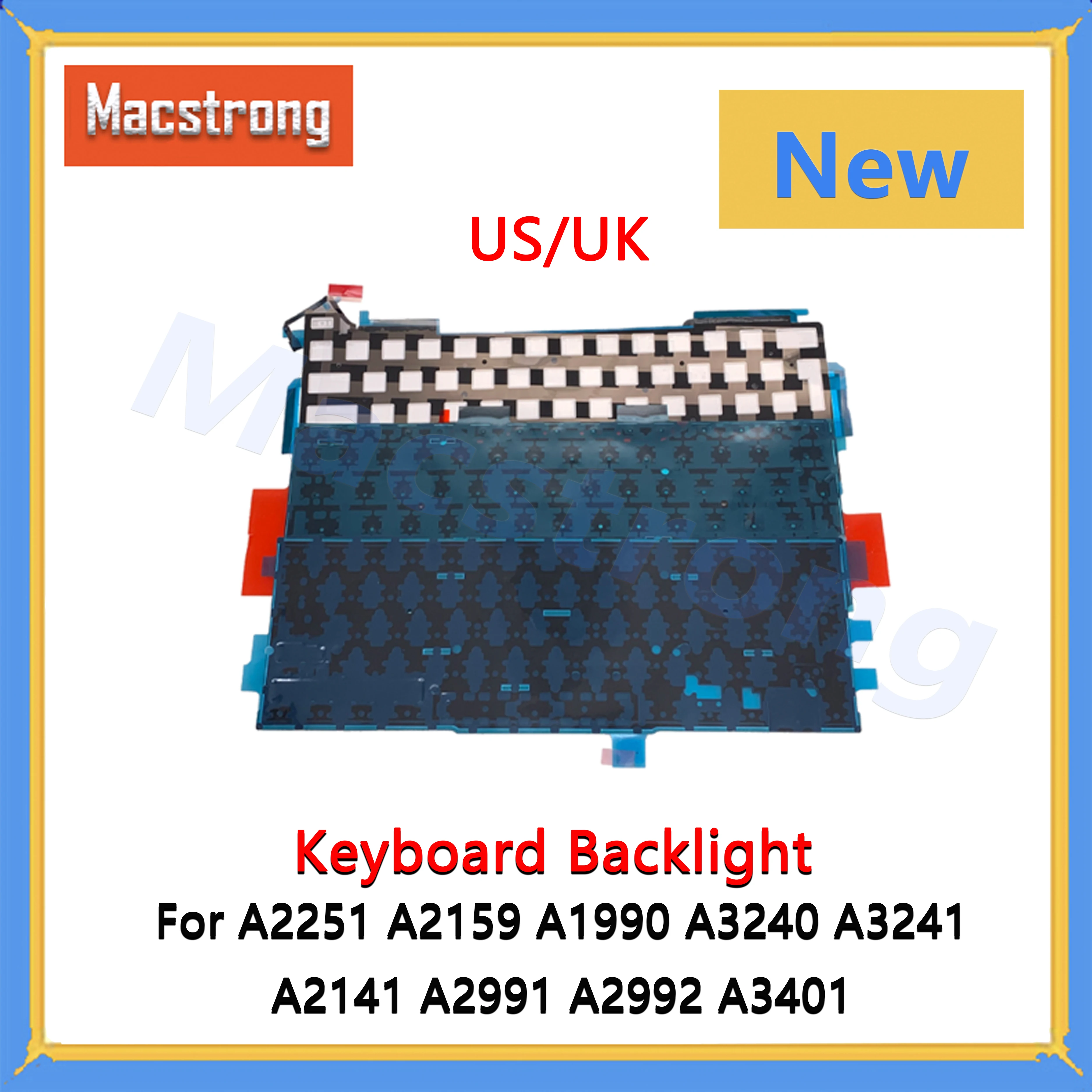 

New US/UK Keyboard Backlight A2251 A2159 A1990 A3240 A3241 A2141 A2991 A2992 A3401 for Macbook Air Pro Backlit Sheet 2018-2025