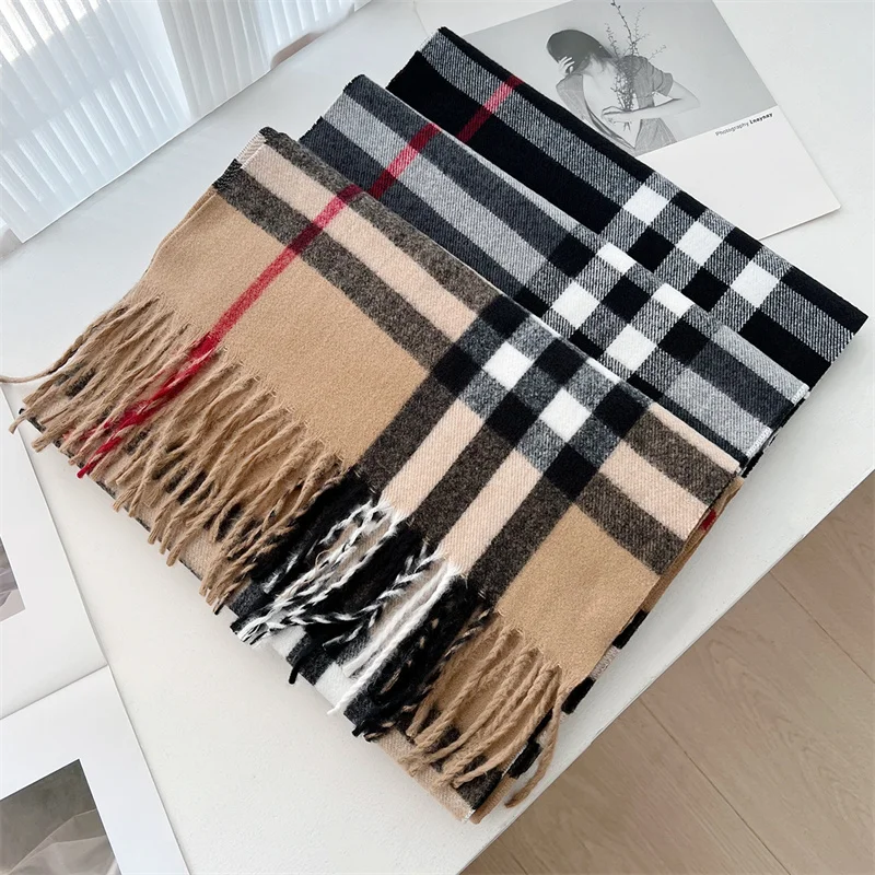 Lenço de caxemira feminino, lenços de pashmina, envoltório, lenço, quente, ao ar livre, senhora, moda, marca de luxo, 35x200cm, inverno