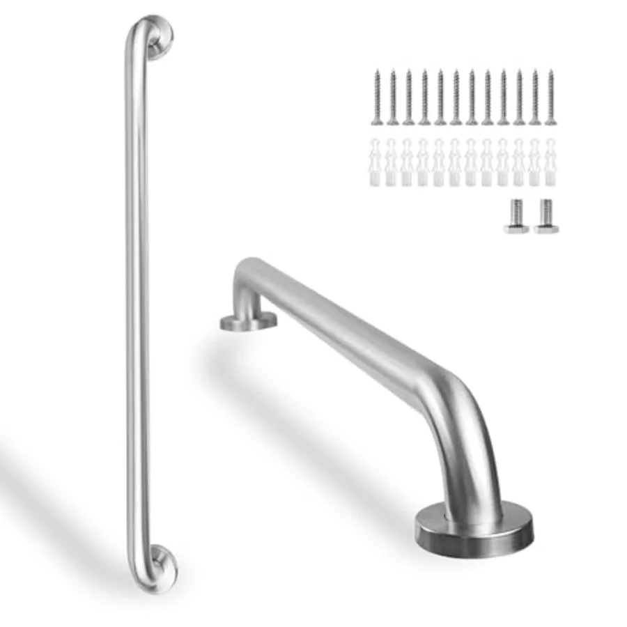 

Комплект из 2 штук: 32-дюймовые поручни для ванной комнаты из матовой никелированной стали, диаметр 1,25 дюйма, из нержавеющей стали 304, для душа и ванны, для пожилых людей