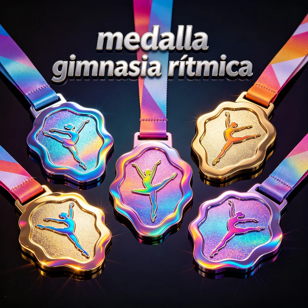 Medalla de Gimnasia Rítmica, Medallas de Premio Personalizadas de Metal, Recuerdo de Competición con Cinta Arcoíris, Regalo para Gimnasta