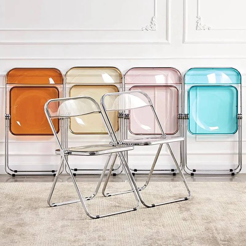 

Transparent Acrylic Chairs Folding Dining Chairs Fashion Kitchen Chair Simple Sillas Para Comedor Household Dining Chair
