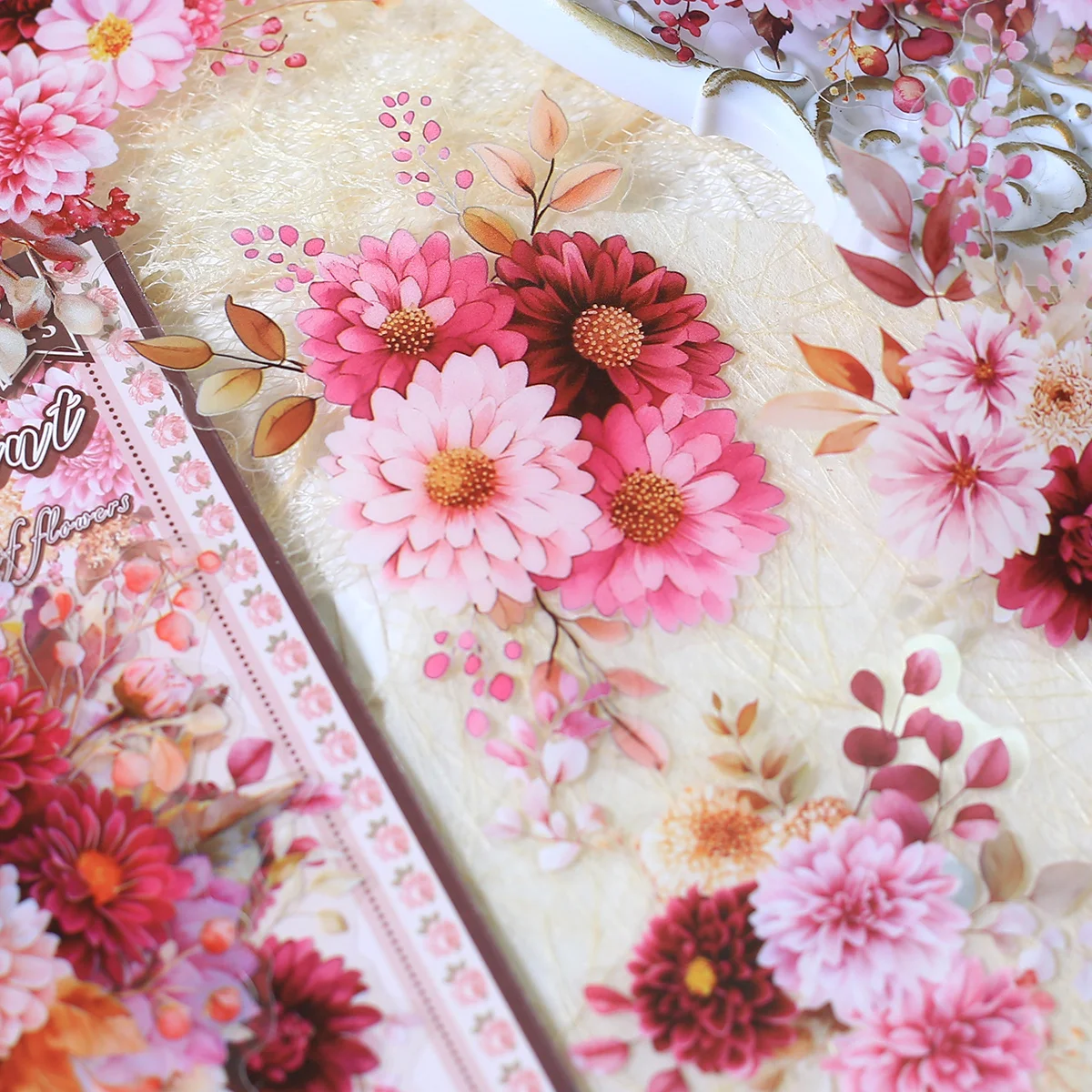 20pcs Transparent Floral Stickers Hand Account Collage PET Stickers for Scrapbooking Material Decor Album Junk Journal Stickers