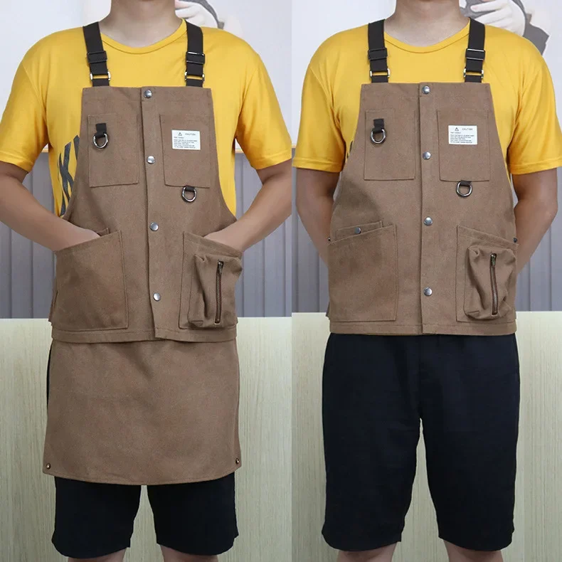 Detachable Apron, Thickened Canvas Apron, Multi-Pocket Tool Apron, Durable, Waterproof, Electrician, Woodworker, Leatherworker