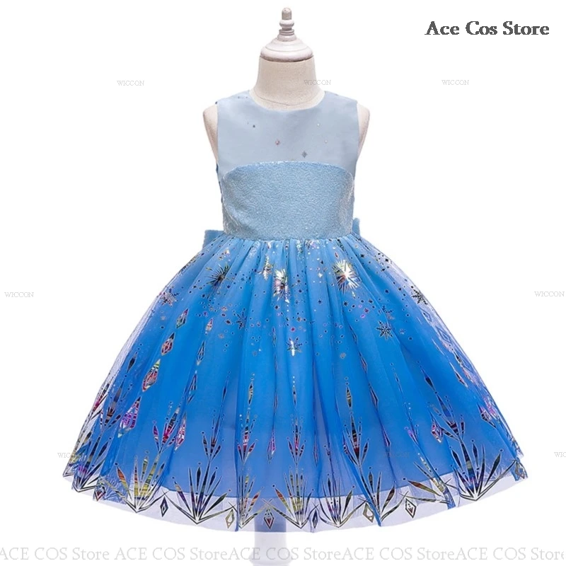 Kinderen Meisjes Prinsessenjurk Meisje Cosplay Ijs Schattig Koningin Kostuum Elsa Tiara Verjaardagsfeestje Halloween Carnaval Outfit Blauw Kostuum