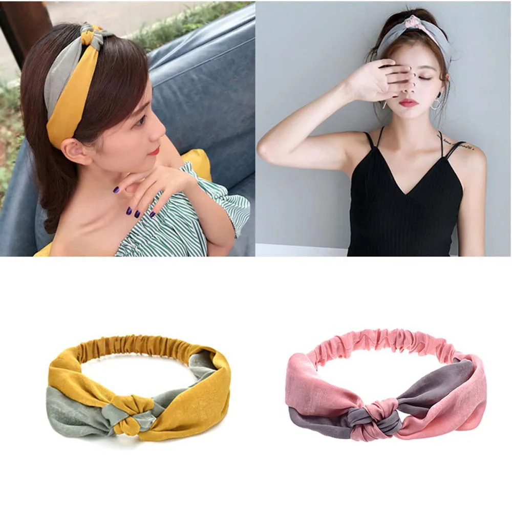 Fashion Women Girls Bohemian Hair Bands Color Matching Headbands Vintage Cross Turban Bandage Bandanas Hair Accessories