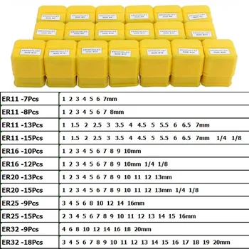 1set ER Collet Spring Chuck ER11 ER20 ER20 ER20 ER32 Spring Collet Precision 0.015mm CNC Milling Tool Holder Engraving Machine