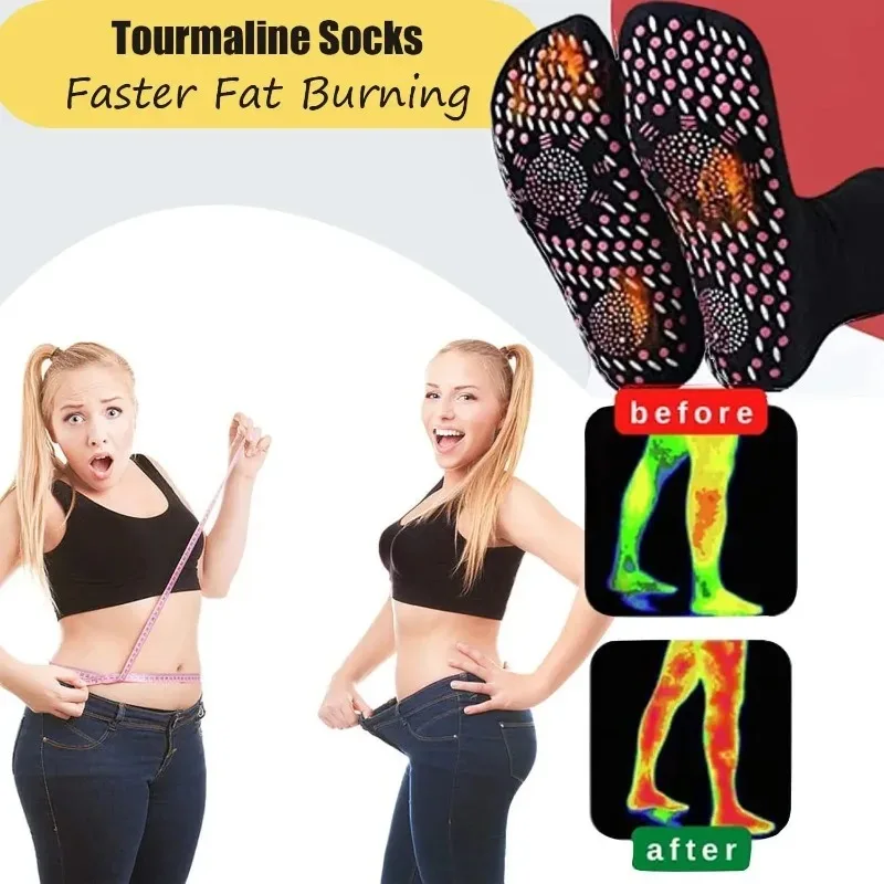 Winter Thermal Tourmaline Energy Socks Self Heating Massage Mid Calf Socks for Men and Women Breathable Anti Slip Warm