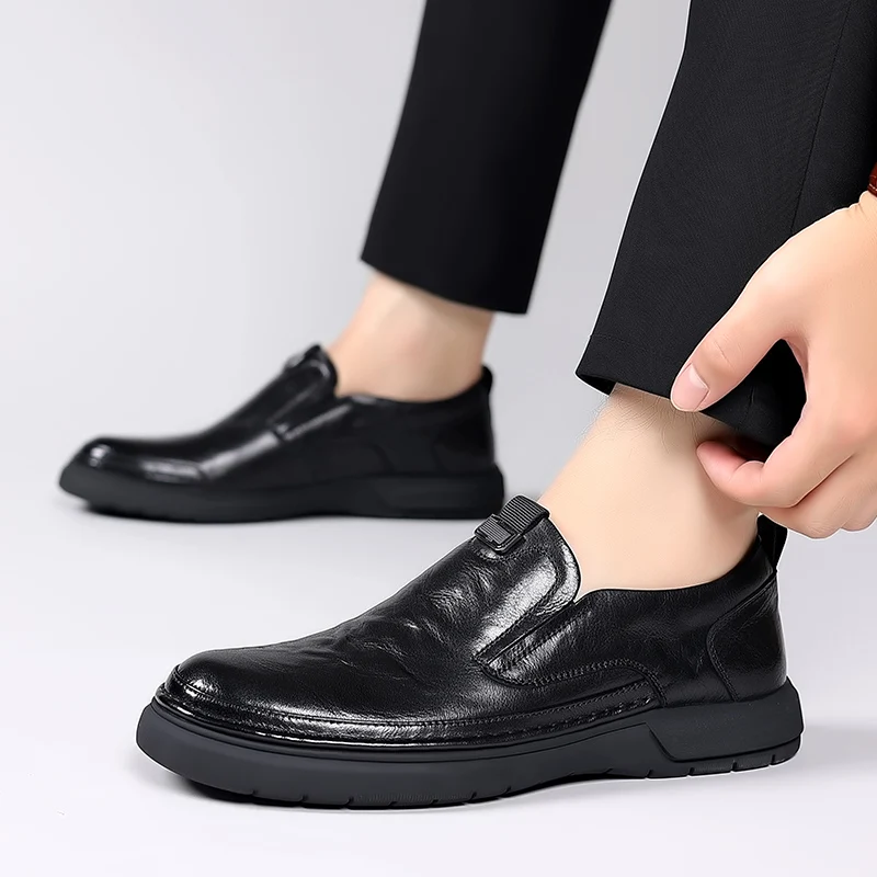 

Loafers Shoes Men 2023 New Autumn Shoes Mens Fashion Slip-on Thick Soled Driving Shoes Office Leather Business Men Comfort Shoes