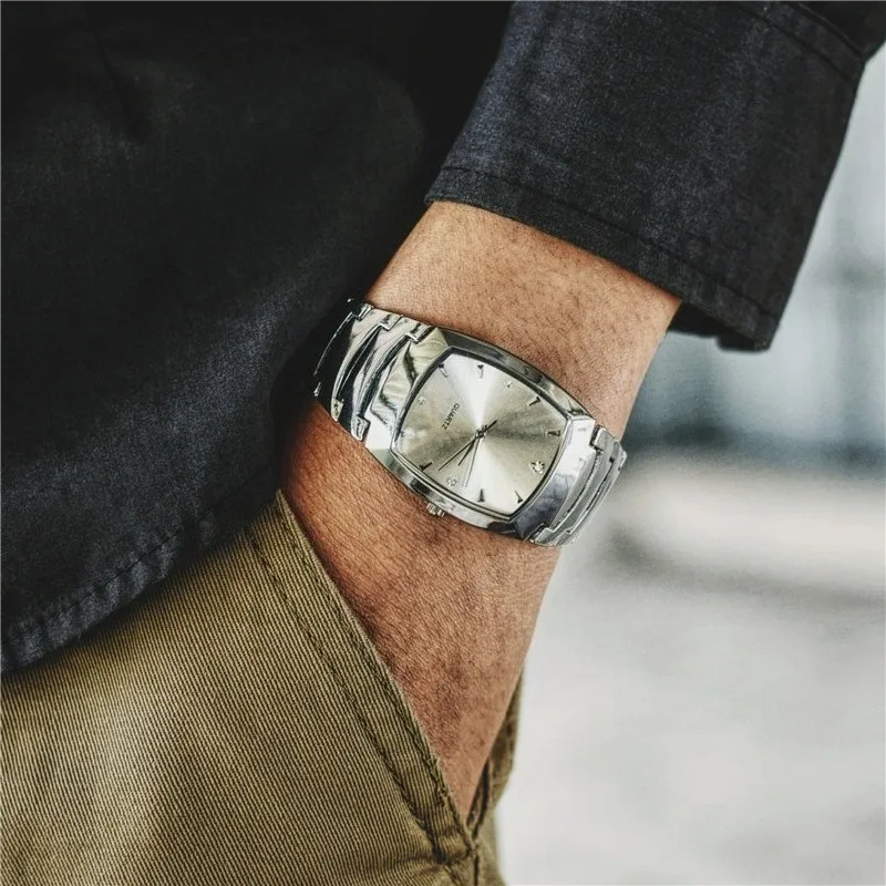 

Роскошные мужские часы для бизнеса и моды, квадратные кварцевые наручные часы, классические, из нержавеющей стали, светящиеся, водонепроницаемые, с датой, подарок для мужчин