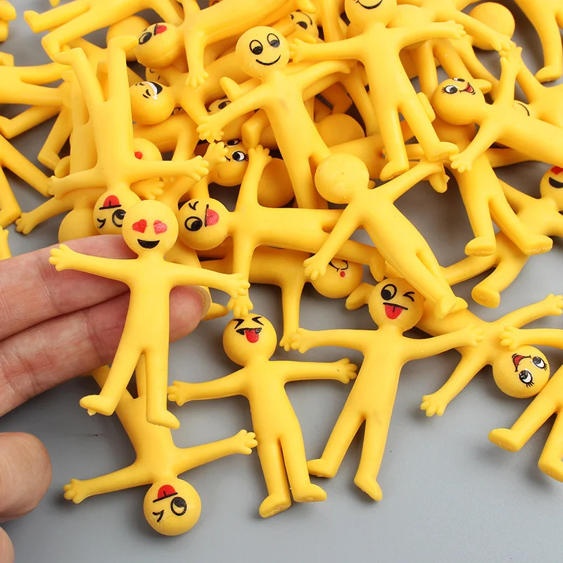 20/packHot selling yellow villain decompression toy Mini pull stretch yellow man pinch music children's toy