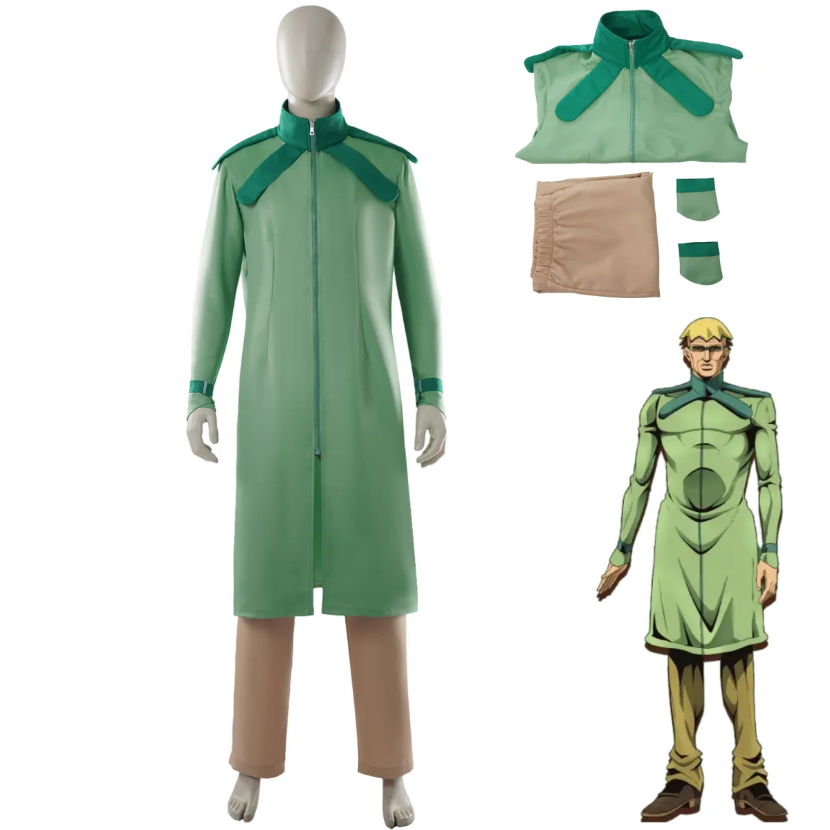 

Костюм для косплея Стива Стэйла из аниме «Невероятные приключения ДжоДжо», зеленый длинный плащ, униформа, карнавальный костюм для взрослых мужчин, рождественский наряд