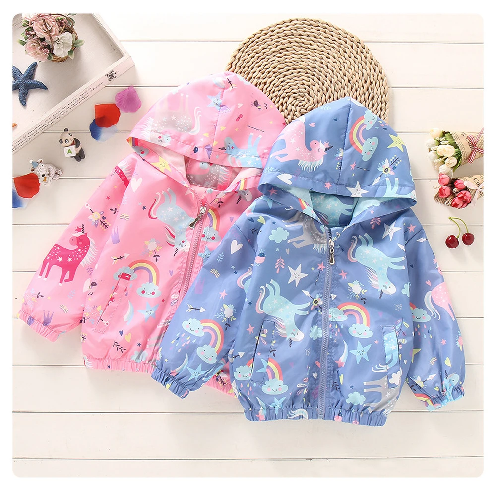 New Spring Baby Boys Girls Jacket Fashion Flower Print Outerwear for Kids Clothes Children Windbreaker Coat 2 to 9 Years Clothes